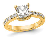 1.90 Carat (ctw VS2, D-E-F) Certified Princess Lab-Grown Diamond Engagement Ring 14K Yellow Gold